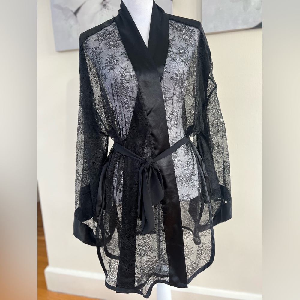 Victoria's Secret Sheer Black Lace Robe
